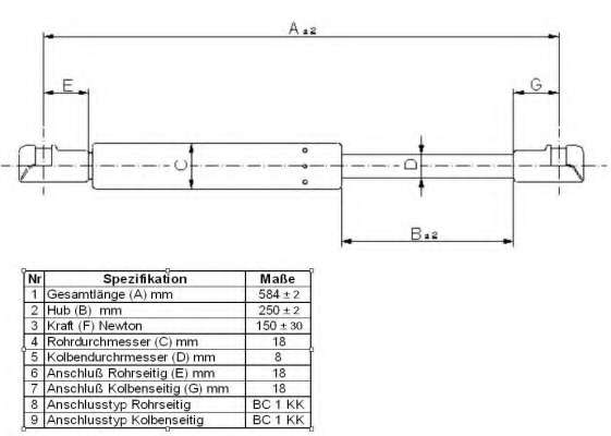 Газовая пружина, заднее стекло