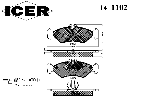 Колодки гальмівні (задні) MB Sprinter (901,902) 208-216 95-06 (мала/+датчики)