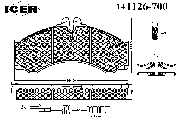 Колодки гальмівні (передні/задні) MB Sprinter (901-905) 208-616 95-/VW LT 96-06 (+датчики)