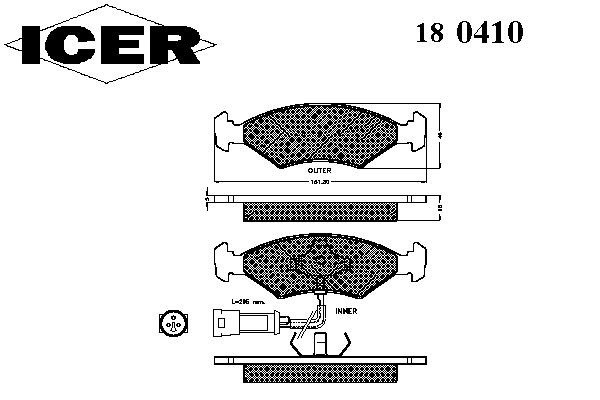 Колодки гальмівні (передні) Ford Escort IV 86-90/Fiesta 81-00/Sierra 87-93/Orion 85-90 (+датчик)