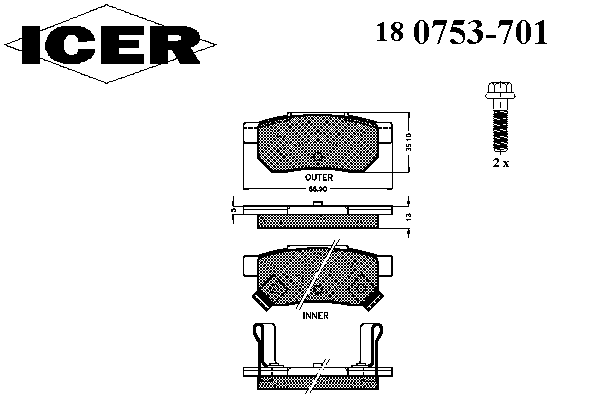 Комплект тормозных колодок, дисковый тормоз