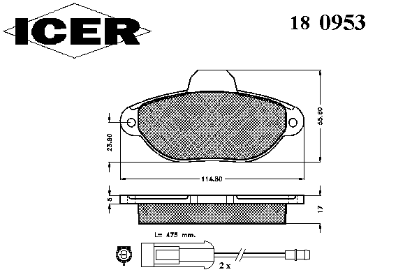 Колодки гальмівні (передні) Fiat Punto 93-00/99-10 (+датчики)