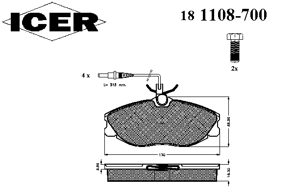 Колодки гальмівні (передні) Citroen Xsara 98-05/Peugeot 306 96-01/406 95-04/607 00-11 (+датчики)