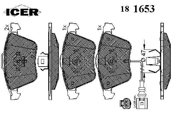 Колодки гальмівні (передні) Audi A3/TT/Skoda SuperB/VW Passat B6/B7/Golf IV-VI 02-15 (+датчик)