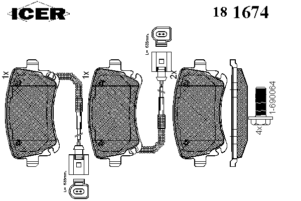 Колодки гальмівні (задні) Audi A4 04-08/A6 95-/A8 02-10/VW Phaeton 02-16 (+датчики)