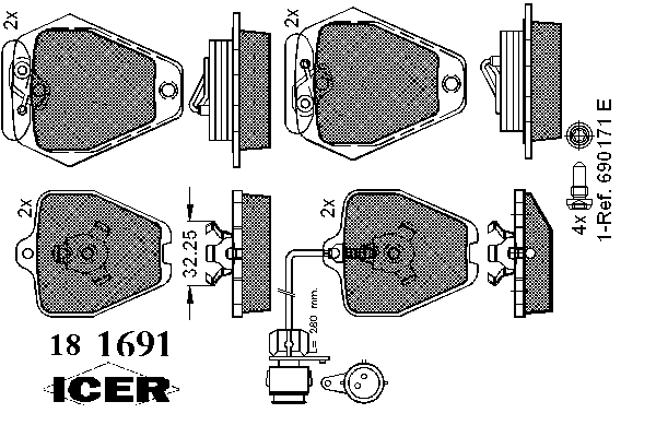 Колодки гальмівні (передні) Audi 100 91-94/A6 94-11/A8 94-02 (+датчик)