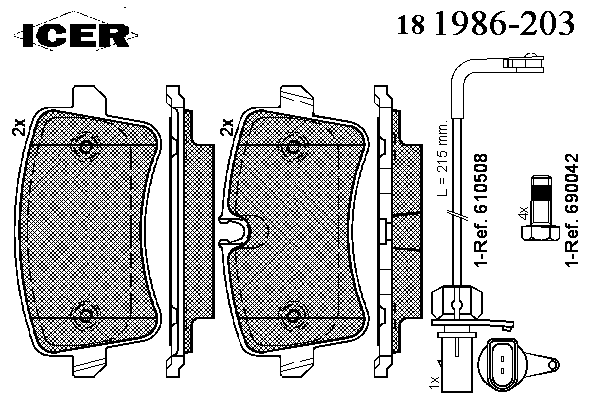Колодки гальмівні (задні) Audi A4/A5/A6/A7 10-/Porsche Macan 14- (+датчик L=215mm)