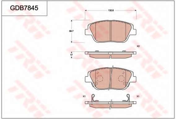 Комплект тормозных колодок, дисковый тормоз