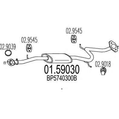 Средний глушитель выхлопных газов