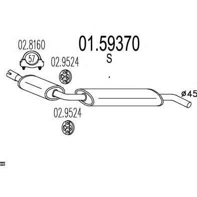 Средний глушитель выхлопных газов