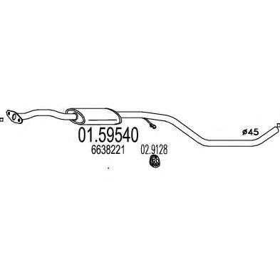 Средний глушитель выхлопных газов