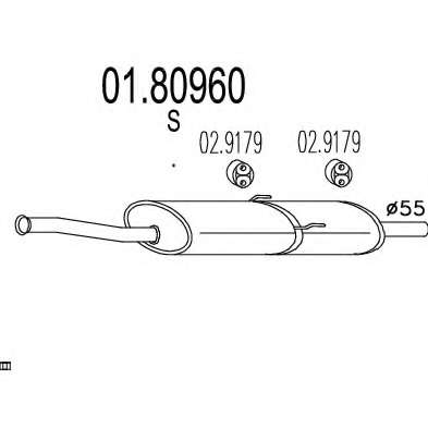 Средний глушитель выхлопных газов