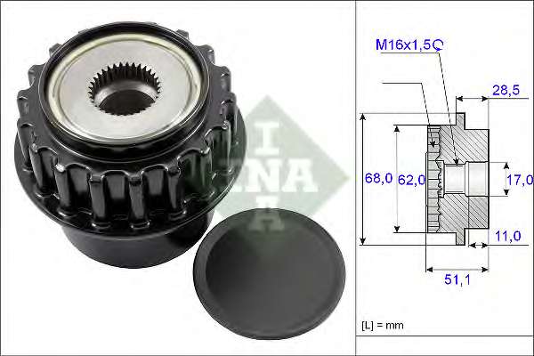 Шків генератора Land Rover/Volvo 3.2i 06-14