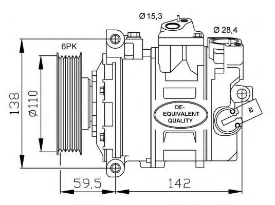 Компресор кондиціонера VW Caddy III/IV 1.6-2.0 TDI 03- / Crafter 2.5 TDI 06-13/ T6 2.0 TDI 15-