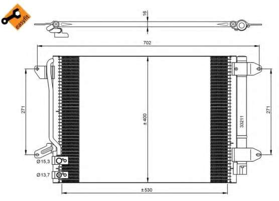 Радіатор кондиціонера (з осушувачем) VW Jetta 1.2-2.5 10-