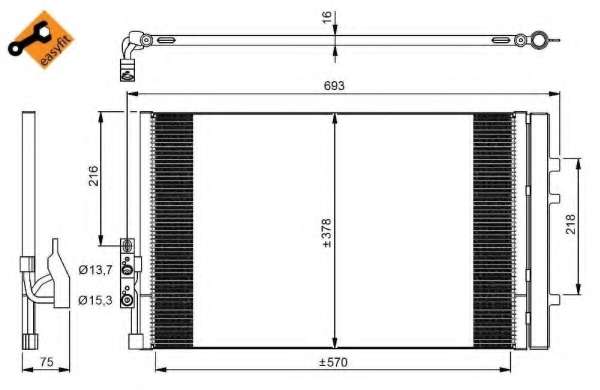 Радіатор кондиціонера BMW X3 (F25)/X4 (F26) 12-18 B47/N20/N47/N52/N55/N57