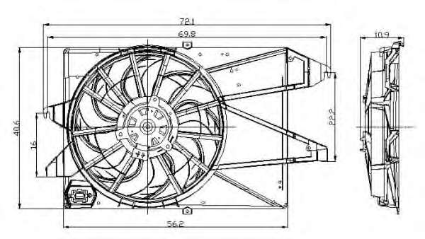 Вентилятор радіатора Ford Mondeo III 1.8/2.0 00-07 (з дифузором)