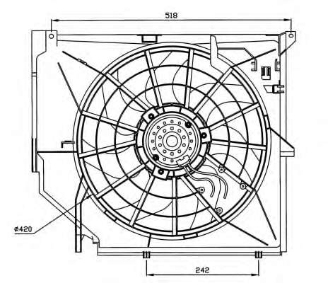 Вентилятор радіатора BMW 3 (E46) 1.6-3.0 98-06 (з дифузором)