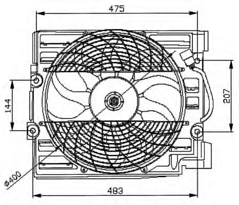 Вентилятор радіатора (електричний) BMW 5 (E39) 2.0i-4.0i/2.5TD 95-04 (з дифузором)