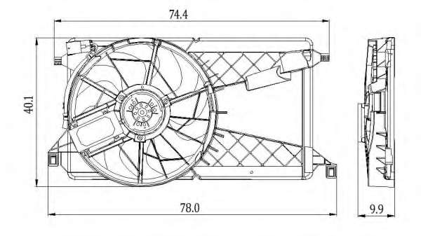 Вентилятор охолодження двигуна Mazda 3 1.6D/2.0D 03-09 (d=390mm)  (з дифузором)