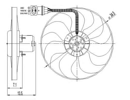 Вентилятор радіатора (електричний) Skoda Fabia/Octavia/VW Polo 1.0-1.6 16V/Golf IV 1.9 TDI 94-07