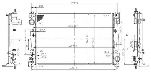 Радіатор охолодження Fiat Doblo/Opel Combo 1.3/1.6/2.0 D Multijet 10-