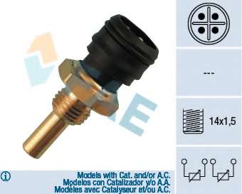 Датчик температури охолоджуючої рідини MB (W124/W126/W140) -01 (M14x1,5) (чорний)