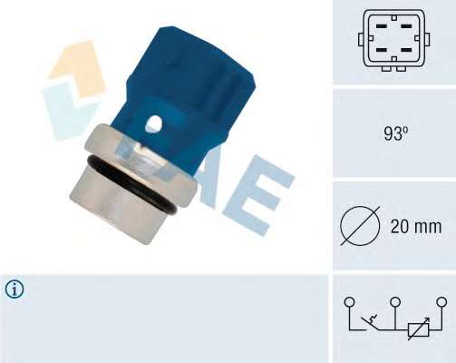 Датчик температури охолоджуючої рідини VW LT 2.4D/TD 79-96/T4 1.9D-2.5TDI 90-03 (4 конт) (93°C)