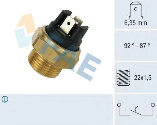 Датчик увімкнення вентилятора VW LT 2.4D 78-92 (2 конт.) (92-87°C)