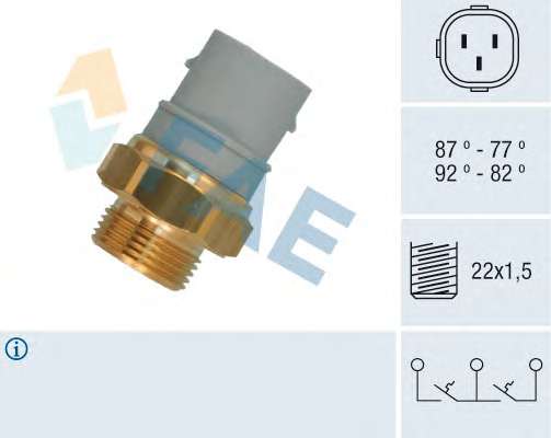 Датчик увімкнення вентилятора VW T4 90-03 (3 конт.) (92-82/87-77°C)