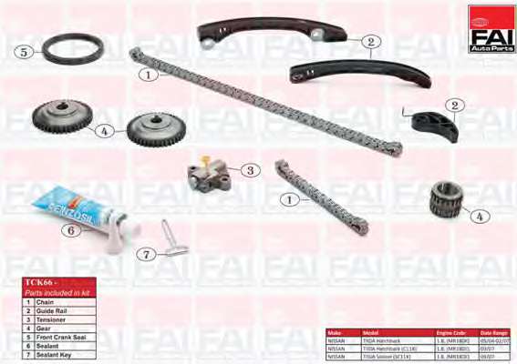 К-кт ланцюга приводу ГРМ Nissan Cube (Z12) 1.6 16V/Juke 1.6/Latio 1.6/Livina(L10) 1.6/Micra C+C (K12) 1.6/Note (E11) 1.6/Qashqai (J10 JJ10) 1.6/Tiida (C11X) 1.6