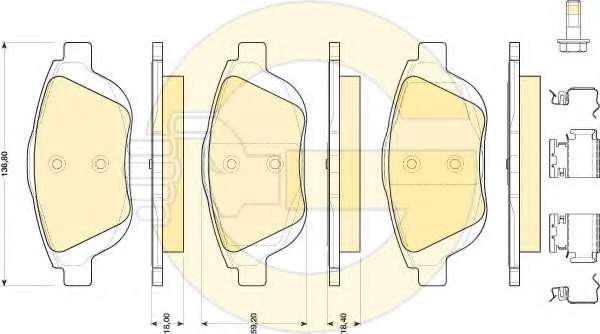 Гальмівні колодки, дискове гальмо (набір)
