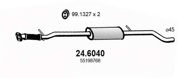 Средний глушитель выхлопных газов