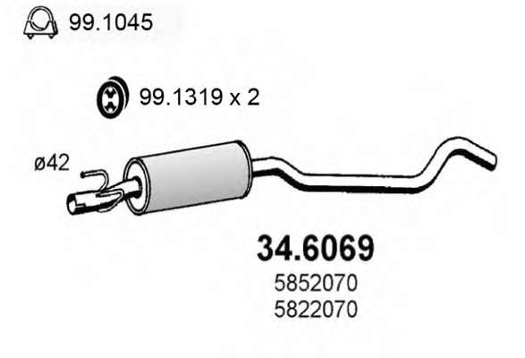 Средний глушитель выхлопных газов