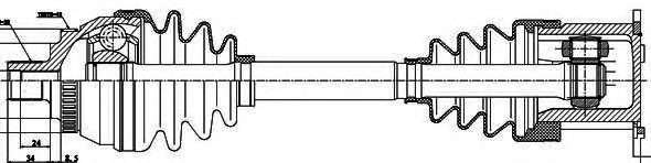 Піввісь Ford Galaxy/VW Sharan 95-10 (38x485x48T) (+ABS)