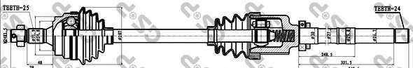 Полуось Berlingo/Partner 1.9D/2.0HDi Пр. (-ABS)