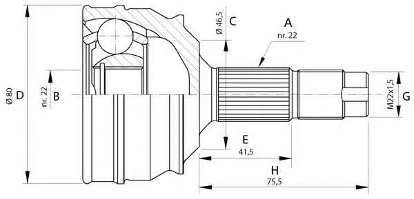 Шарнирный комплект, приводной вал