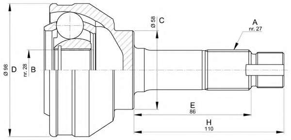Шарнирный комплект, приводной вал