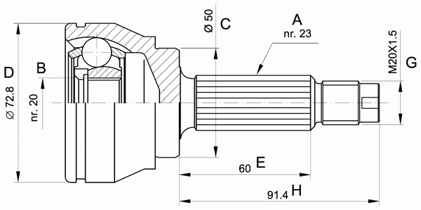 Шарнирный комплект, приводной вал