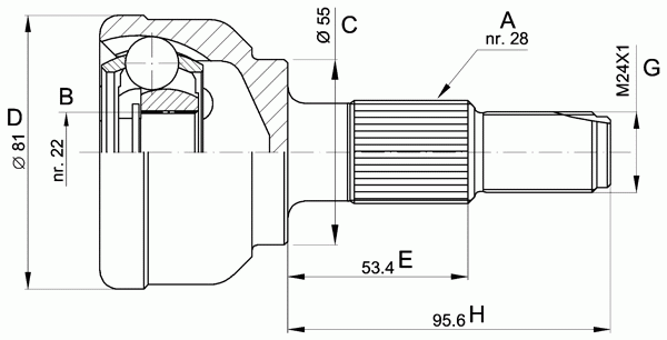 Шарнирный комплект, приводной вал
