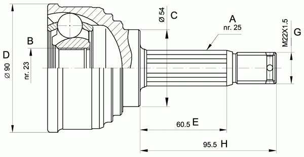 Шарнирный комплект, приводной вал