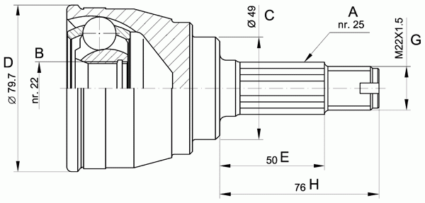 Шарнирный комплект, приводной вал