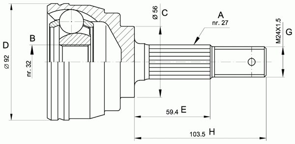 Шарнирный комплект, приводной вал