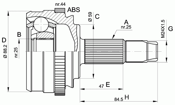Шарнирный комплект, приводной вал