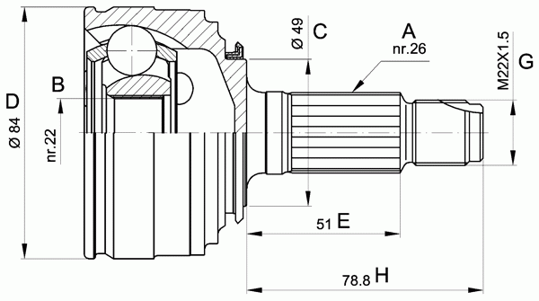 Шарнирный комплект, приводной вал
