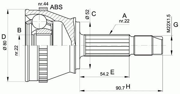 Шарнирный комплект, приводной вал