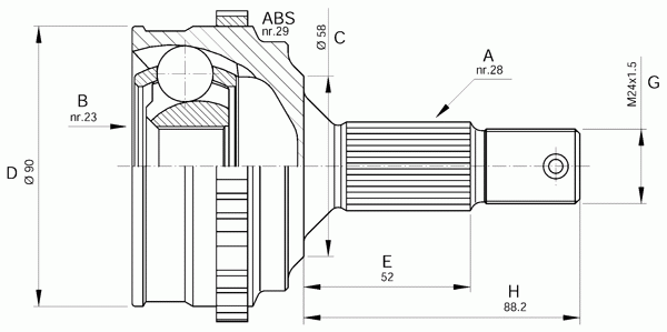 Шарнирный комплект, приводной вал