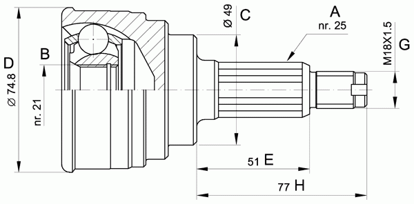 Шарнирный комплект, приводной вал