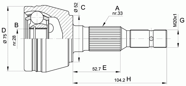 Шарнирный комплект, приводной вал