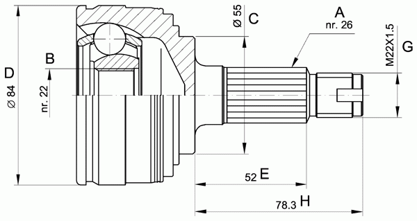 Шарнирный комплект, приводной вал